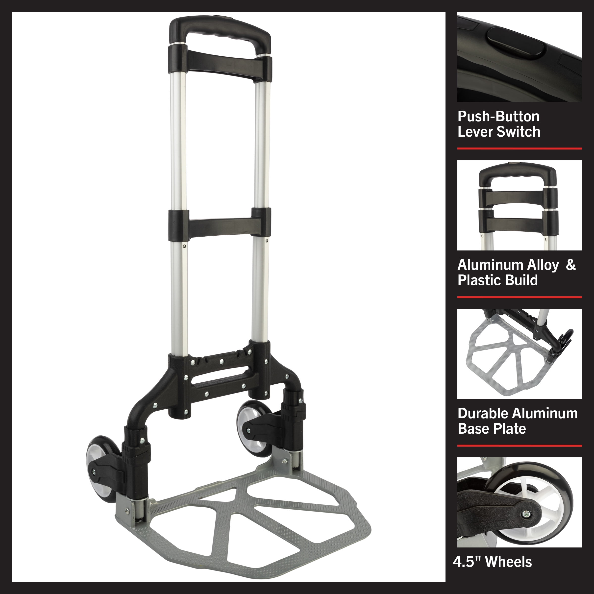 Stalwart Folding Hand Truck Dolly Cart - 154lb Capacity and Telescoping Handle