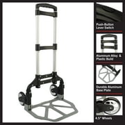 Stalwart Folding Hand Truck Dolly Cart - 154lb Capacity and Telescoping Handle