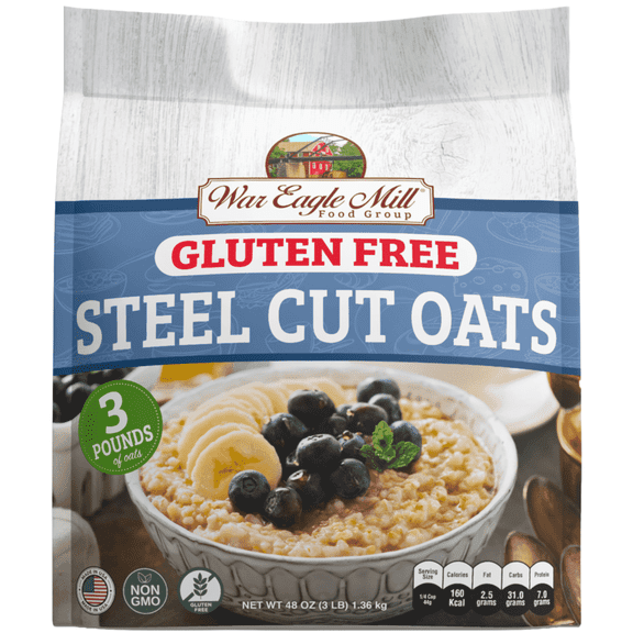 War Eagle Mill Gluten Free Steel Cut Oats, 48 oz (3 lb) Resealable Bag