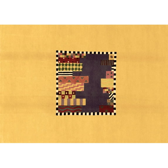 Ahgly Company Indoor Rectangle Abstract Brown Modern Area Rugs, 2' x 4'