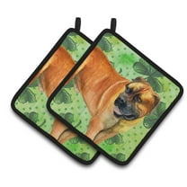 Caroline's Treasures Boerboel Mastiff St Patrick's Pair of Pot Holders