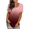 thumbnail image 2 of SOOMLON Women's Summer Casual Short Sleeve Going Out Y2K Tshirts Tops Y2k Shirt Summer T-Shirt Gradient O Neck Pullover Short Sleeve Tops Pink XL, 2 of 6