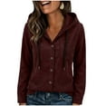 thumbnail image 2 of RKSTN Women's Corduroy Hoodies Sweatshirt Plus Size Drawstring Button Down Hooded Jacket Womens Casual Solid Oversized Loose Fits Athletic Hood Thick Sweatshirts Top with Chest Pocket Spring Clothe, 2 of 9