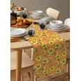 thumbnail image 6 of Yellow Sunflowers Table Runner Cotton Linen 90 Inch Holiday Dresser Scarves,Spring Flowers Leaves Retro Country Tablerunner for Kitchen Coffee Dining Bedroom Living Room Dinner Scarf Décor 13''x90'', 6 of 9
