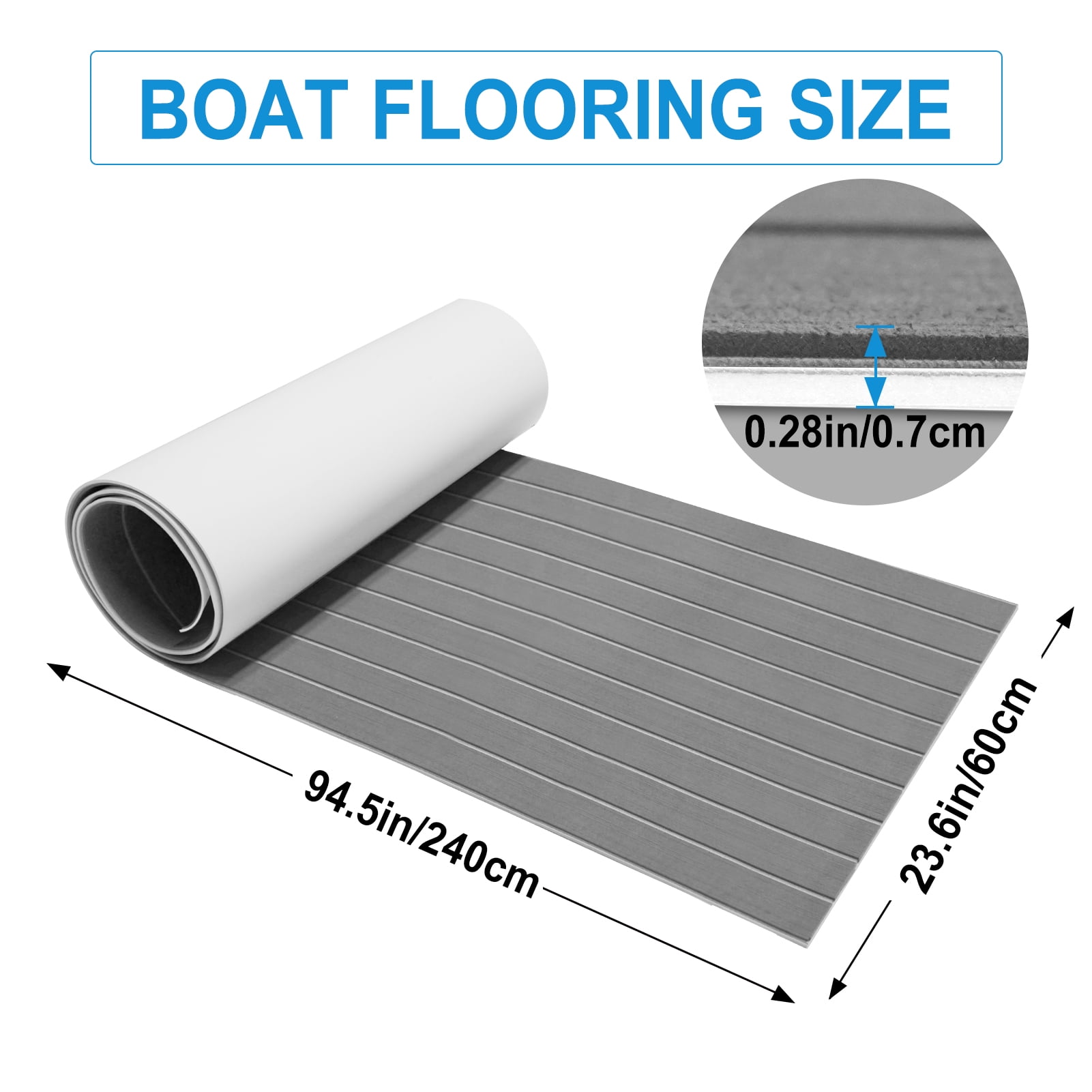 EVA Foam Boat Decking Sheets 15" x 94" - 7mm Thick Non-Slip Faux Teak Marine Flooring Mat for Kayak RV Yacht Motorboat Skateboard Skimboard Step Pool Garden