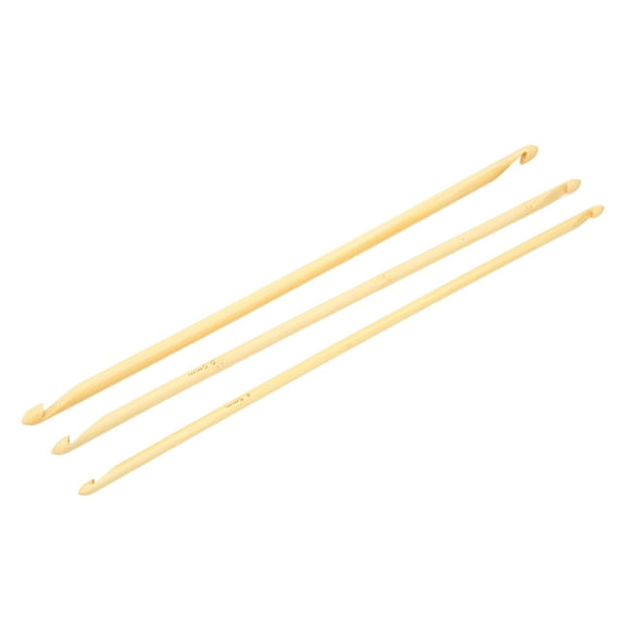 3Pcs Crochet Hook Set Assorted Size Double Ended Anti Slip Bamboo Tunisian Crochet Hooks for Knitting Sewing
