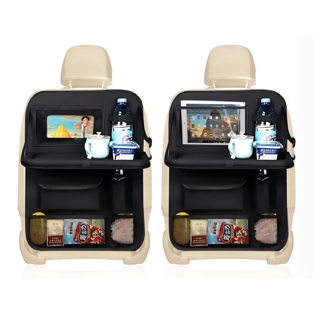 Organizador Para Asiento Trasero Auto Coche Mesa Bolsa 2 Pzs Modelo Negro