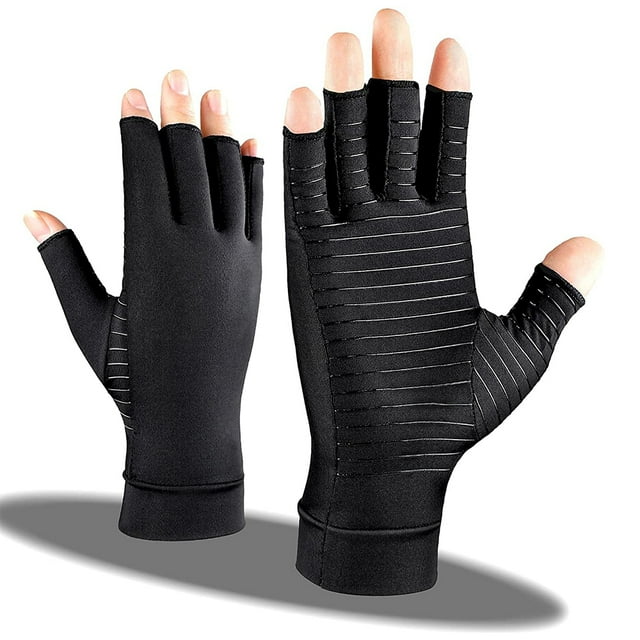 Gants de Compression en Cuivre pour Arthrite Femmes Hommes Soulagement de la Douleur Due à la Polyarthrite Rhumatoïde Enflure Gants de Compression Sans Doigts