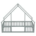 thumbnail image 5 of Kumix House-Shaped Floor Bed with Fence Guardrails and Roof, Twin Size Floor Bed Frame for Boys & Girls, Wooden Playhouse Bed Frame, Twin Floor Bed Montessori House Bed Frame, Gray, 5 of 7