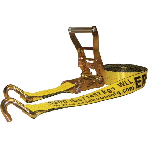 Erickson 78627 2" x 27' 10,000 lbs Load Limit Ratcheting Tie-Down Strap with Double J-Hooks