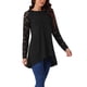 thumbnail image 4 of Blusa de manga larga de encaje de mujer INSPIRE CHIC con cuello redondo y dobladillo asimétrico, 4 of 5