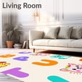 thumbnail image 2 of ODIKA 2'x3' Machine Washable Non-Slip Area Rug, Phonics Foundation ABC Teaching with Colorful Character Illustrations High Traffic Rug with Pad, Purple, 689611, 2 of 8