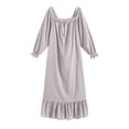 thumbnail image 2 of SWSMCLT Women's Cotton Nightgown Comfy Soft Sleepwear Cute Pajamas Summer Long Vintage Short Sleeve Ruffle Grey Large, 2 of 4