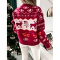 thumbnail image 3 of Suéter europeo y americano para mujer, suéter largo holgado con cuello redondo y jacquard navideño de Independent Station, 3 of 5