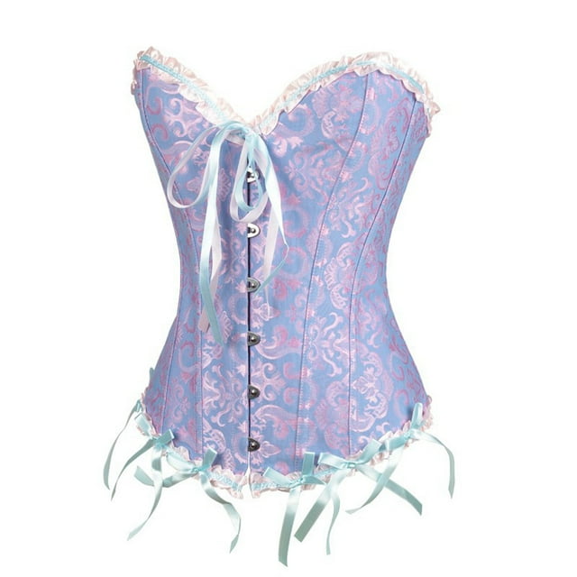 Rinsvye Robe Gothique Vintage Noire Médiévale pour Femmes, à Lacets, Florale, Ajustée, Robe Gothique pour Femmes avec Corset Bustier Bustier