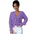 thumbnail image 4 of Women's Bowknot Chunky Knit Cardigan Sweaters Open Front Cozy Long Sleeve Button Up Cardigan for Winter M, 4 of 10