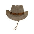 thumbnail image 2 of Wweixi Materials Suitable For Seaside Vacation Brown Cowboy Hat For Men Summer Straw dark brown, 2 of 6