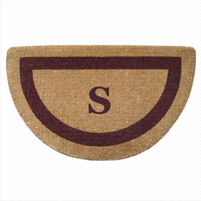 Nedia Home 02055S Single Picture - Brown Frame 22 x 36 In. Half Round Heavy Duty Coir Doormat - Monogrammed S
