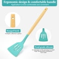 thumbnail image 3 of 19-Piece Silicone Kitchen Utensil Set with Knife Set & Cutting Board, Heat Resistant Non-Stick Cooking Tools with Wooden Handles, High-Carbon Stainless Steel Knives with Storage Block ( Green), 3 of 8