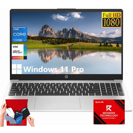HP 250 G10 Laptop Computer for Business, Intel Core i7-1355U, 16GB RAM, 512GB SSD, 15.6" FHD Display, Windows 11 Pro, Numeric Keypad, Webcam Privacy Shutter, Wi-Fi 6
