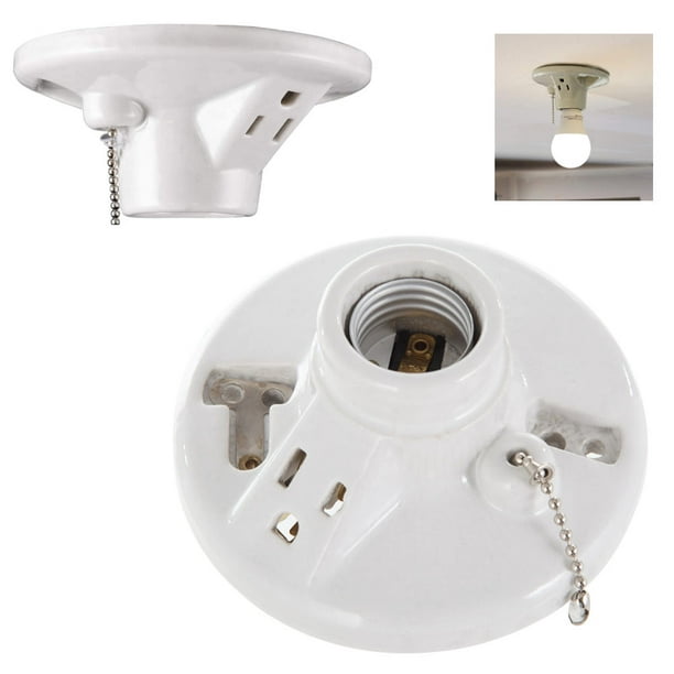 1 Porcelain Ceiling Lamp Holder With, Ceiling Lamp Holder With Pull Chain