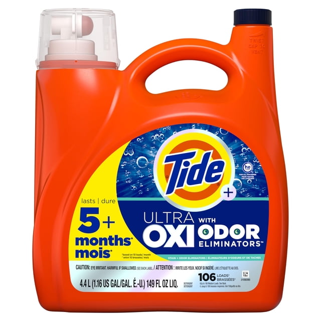 Detergente líquido para ropa Tide Ultra Oxi eliminador de olores 4,4 L
