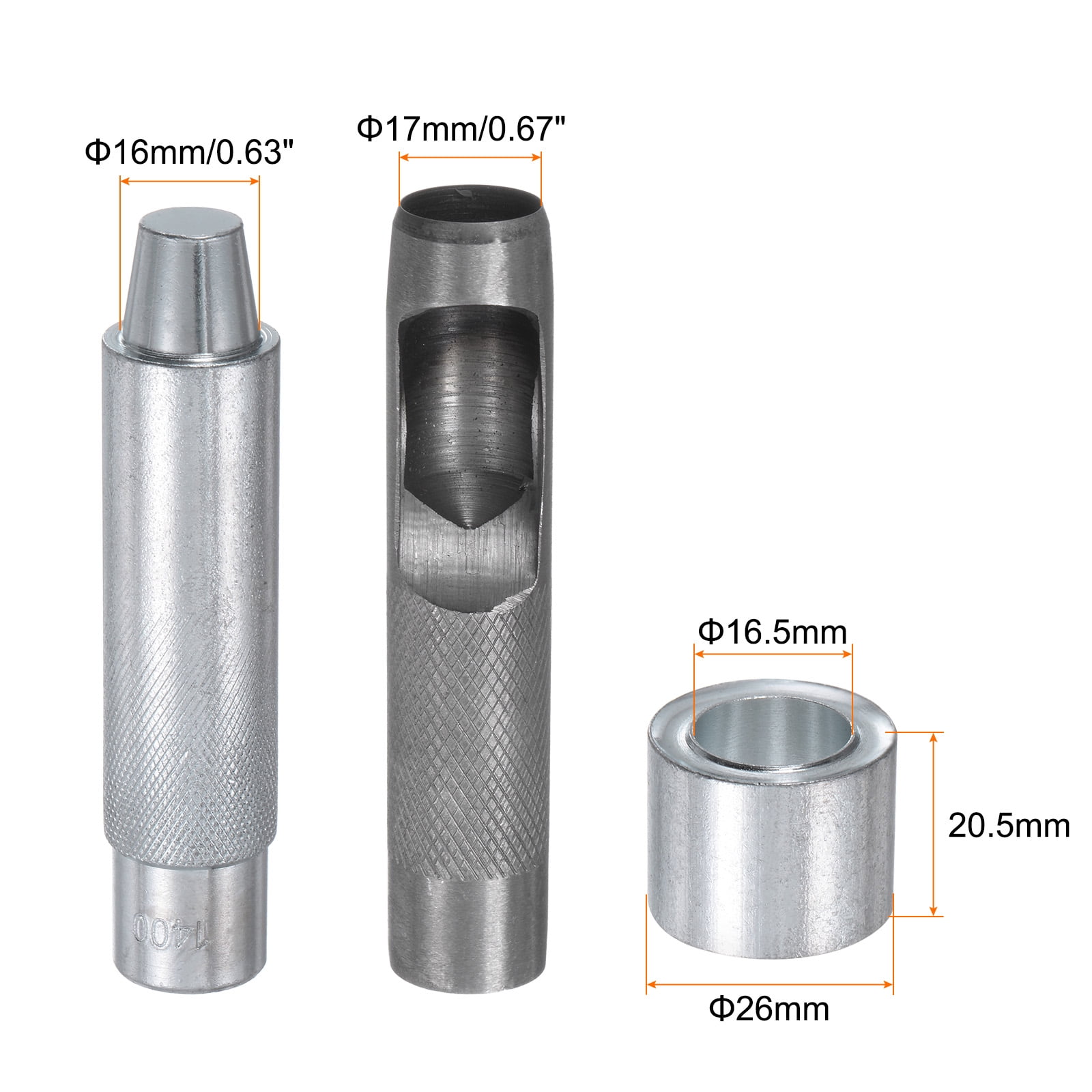 Eyelet Hole Punch Die Tool 17mm/0.67" Leather Hollow Puncher 16mm Installation Tool with Base for Fabric Crafts