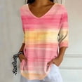 thumbnail image 5 of Gswybco 3/4 Sleeve Shirts for Women Casual Print Loose T-Shirt Dressy Blouse Sporty Business Work Pullover Tops V-Neck Tunic Tops, 5 of 6
