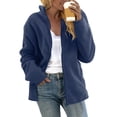 thumbnail image 1 of WEIYLL Jackets for Women Charging Pocket Plush Insulation Cardigan Blue Cold Weather Tops Size M, 1 of 6