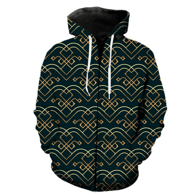 Sudadera con capucha y cremallera para hombre con estampado geométrico abstracto en 3D, estilo urbano, chaquetas con capucha, primavera 2024, informal, gran oferta.