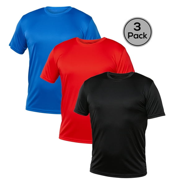 Blank Activewear Pack de 3 T-Shirt pour Homme, Tissu Performance à Séchage Rapide