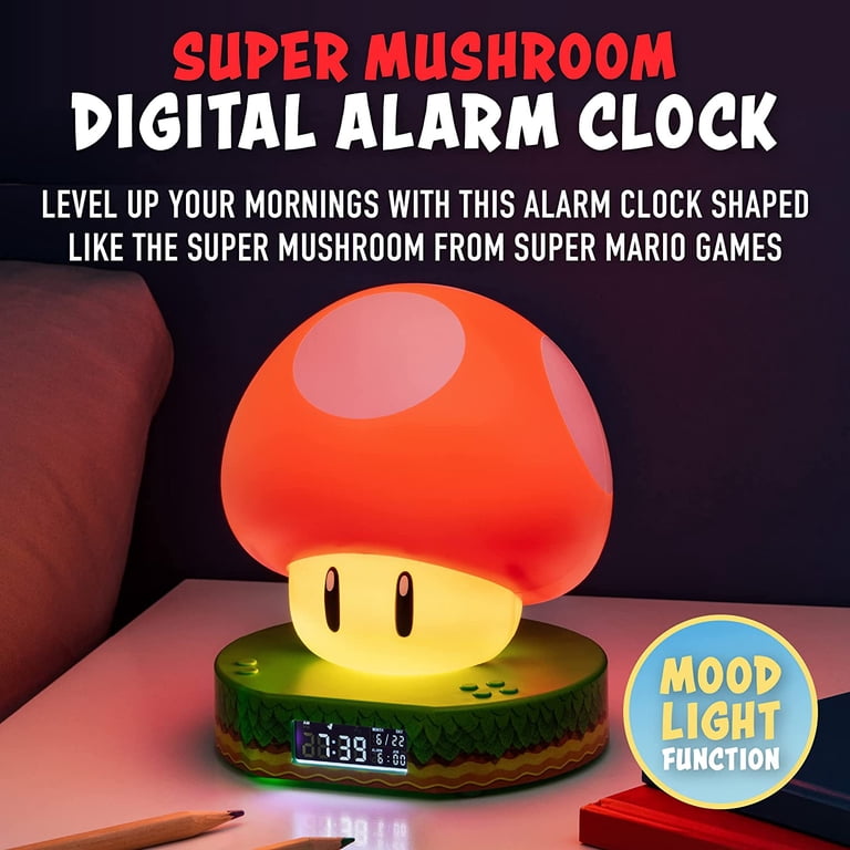 Paladone Super Mario Bros Mushroom Digital Alarm Clock, Power Up