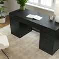 thumbnail image 5 of Martha Stewart Home Office Modular Single-Drawer Desk with Dual 3 Drawer File Cabinets in Black with Oil Rubbed Bronze Hardware, 5 of 10