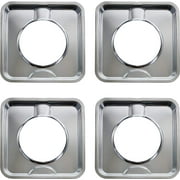 Kitchen Basics 101 Made in the USA SGP-400 4 Pack Chrome Square Gas Range Drip Pan Directly Replaces 786333, AP6011553, PS11744751, WP786333