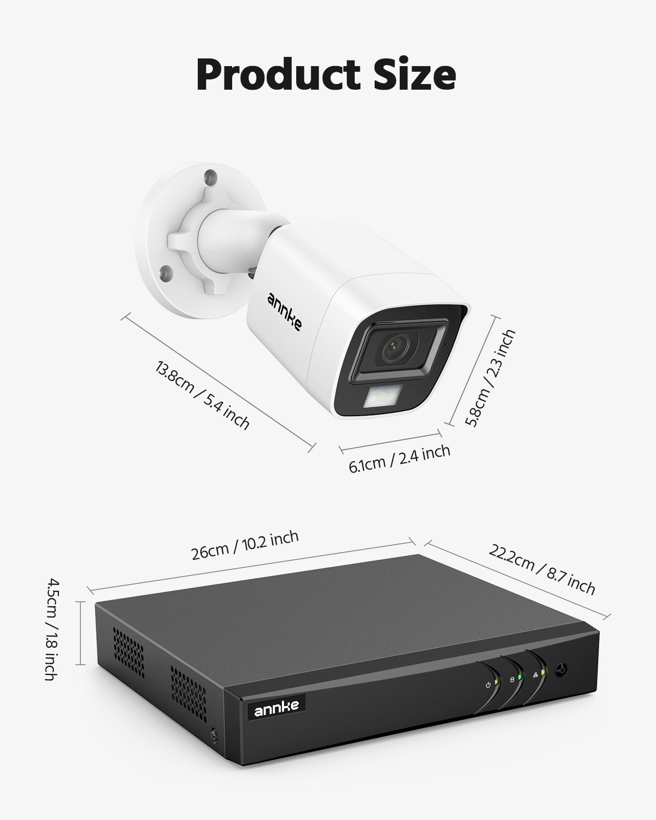ANNKE 8CH Wired Outdoor Security Camera System with AI Human/Vehicle Detection, 5MP Lite H.265+ CCTV DVR Recorder and 4 x 1080P Surveillance Cameras, Email Alert with Snapshots, 0TB HDD, White