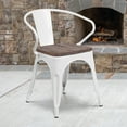 thumbnail image 2 of Flash Furniture White Metal Chair with Wood Seat and Arms, 2 of 13