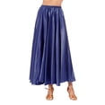 thumbnail image 2 of Alvivi Women Elastic Waistband Ruffle Maxi Skirt Swing A-line Pleated Skirts Casual Skater Navy Blue 90cm, 2 of 6