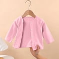 thumbnail image 6 of FRSASU Girls Classic Crew Neck Button Long Sleeve Soft Knit Cardigan Sweater Breathable Stretchy School Outfit Size 6M-4T Pink, 6 of 9