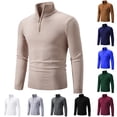 thumbnail image 4 of Men's Quarter Zip Mock Neck Pullover Sweater Long Sleeve Solid Knit Top, 4 of 4