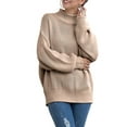 thumbnail image 1 of Kmbangi Pull pour Femmes, Col Roulé Uni Manches Ballon Tricot, 1 of 7