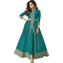 Ready to Wear Indian Designer Salwar Kameez Suits Pakistani Anarkali Gown Dress ( Sky Blue, 5XL - 52 )