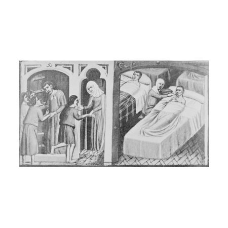 13th Century Painting Of Monks And Nuns Welcoming Travelers And Caring For The Sick Print Wall Art - 