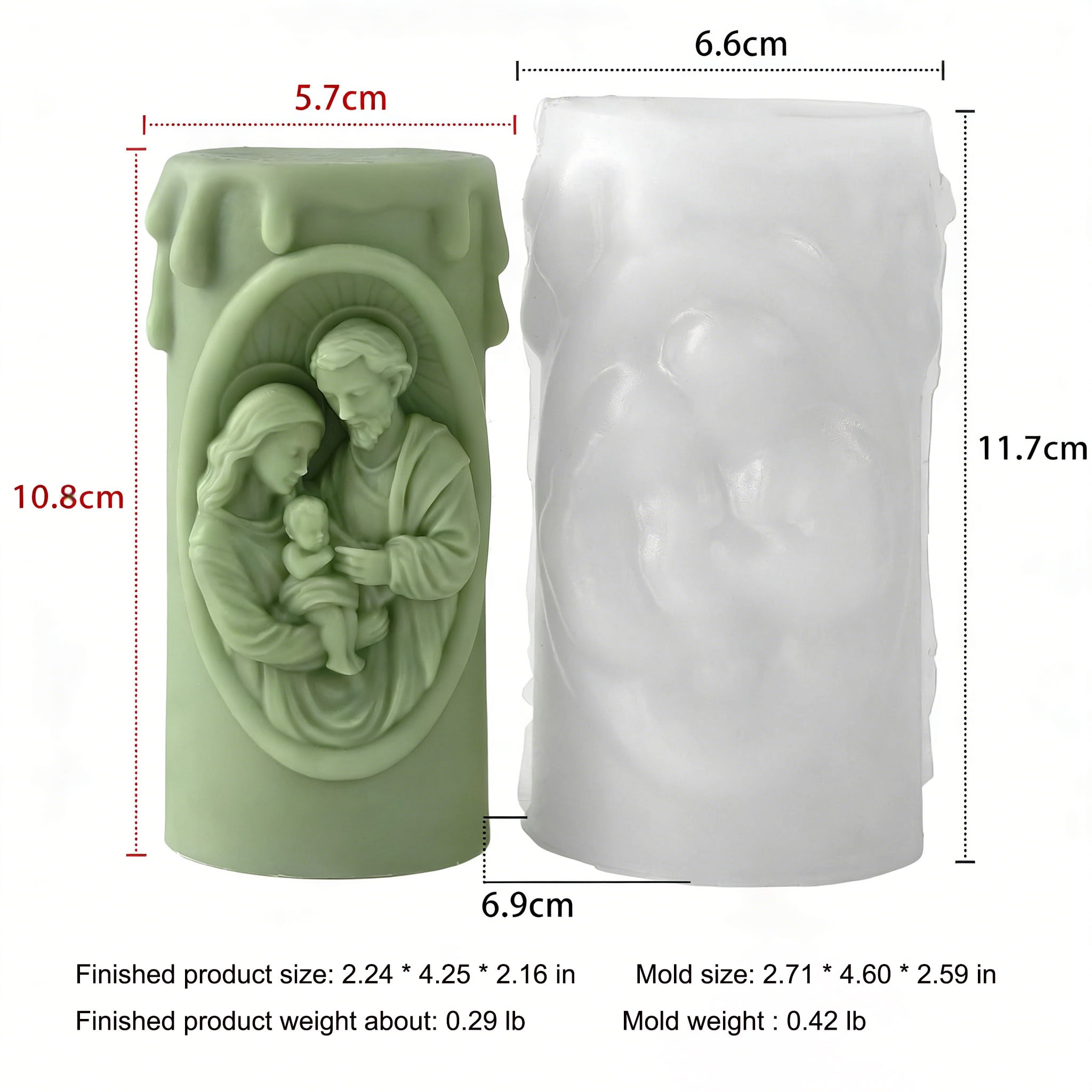 1PCS Jesus Cylinder Candle Mold, 1PCS the Holy Mother and Father Holding the Child Cylinder Candle Mold，1PCS Mary Cylinder Candle Mold for Candle Making Aromatherapy Gypsum Candles Polymer Clay Craft
