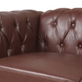thumbnail image 6 of 82.5 Inch Width Traditional Square Arm removable cushion 3 seater Sofa Dark Brown, 6 of 7