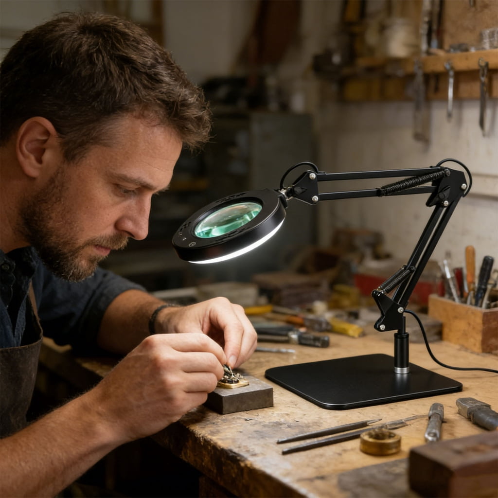 Brilliant Led Magnifying Lamp Offering Extendable Arm And Strong Metal Support