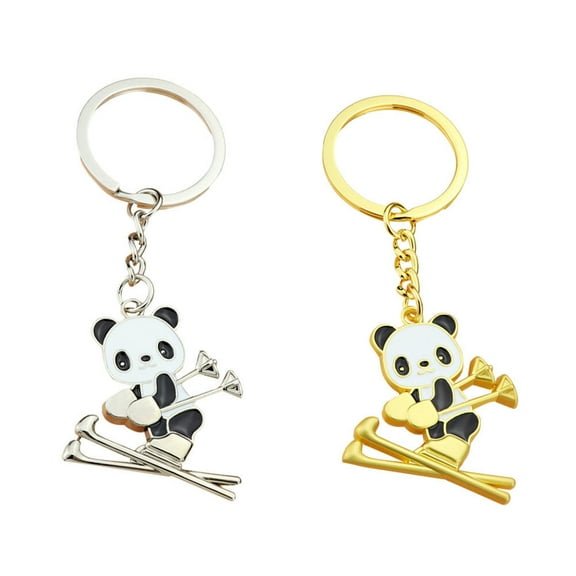 MLINS 2 Pcs Mini Things for Purse Ski Panda Pendant Cartoon Keychain 3.6X3.4CM