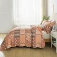 thumbnail image 3 of HoneiLife Quilts Queen Size - 3 Piece Microfiber Quilt set Reversible Bedspreads Patchwork Coverlets Floral Bedding Set All Season, Orange, 3 of 7