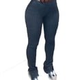 thumbnail image 2 of Pantalones sexis de estilo moderno para mujer, de color sólido, con cintura media, que levantan la cadera, ajustados, con abertura, para mujer, 2 of 4