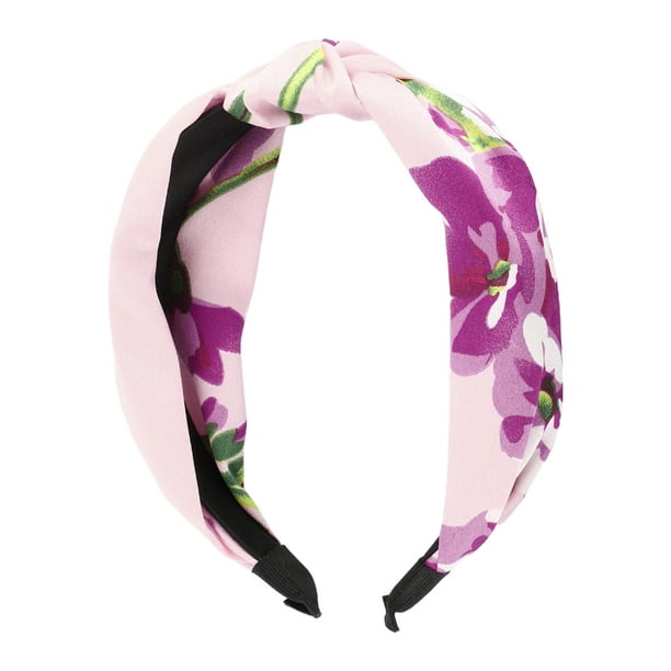 1 Pc Banda de cabello ancha impresa y elegante con nudo para mujeres 6.50"x4.92" Rosa Púrpura