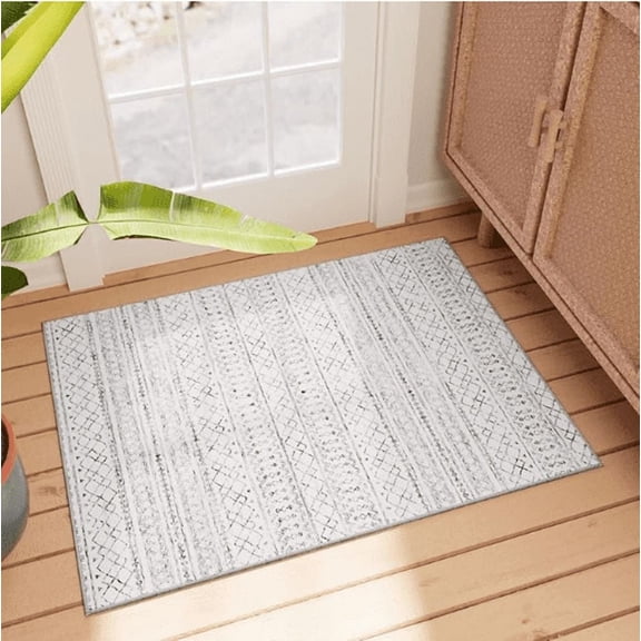 Area Rug - 2*3 Ultra-Thin Washable Rug, Moroccan Living Room Rug, Boho Rug Geometric, Non-Slip Non-Shedding Carpet for Kitchen Bedroom